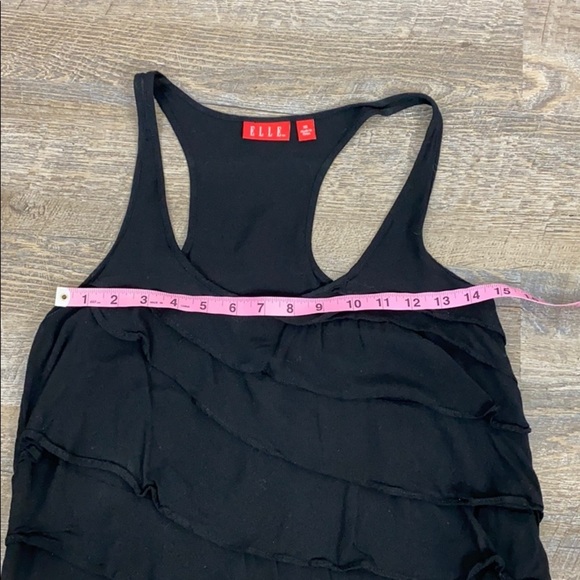 Elle Black Ruffle Front Racerback Tank XS - Picture 7 of 8